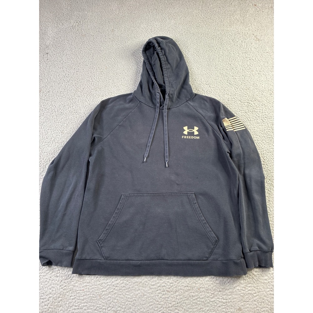 Under Armour Freedom Camo Hoodie Mens Large Faded Black American Flag Pullover